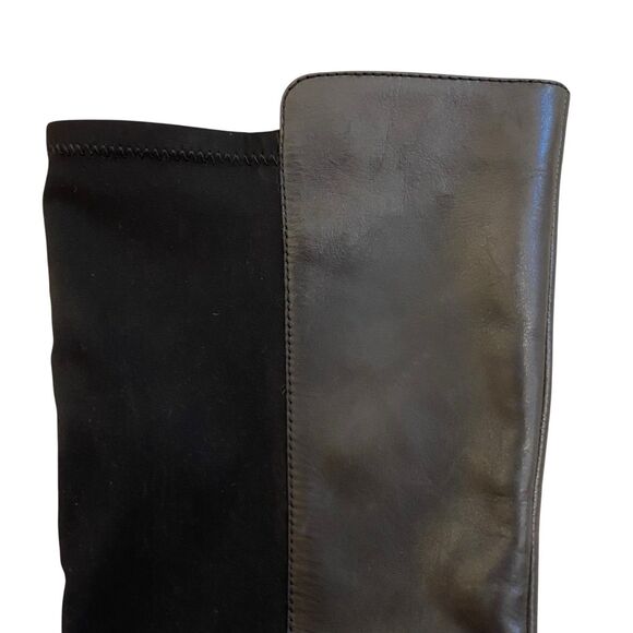 Tahari High Knee Boots 9.5 Black Leather Flats Minimalist Old Money Comfort - Picture 13 of 16